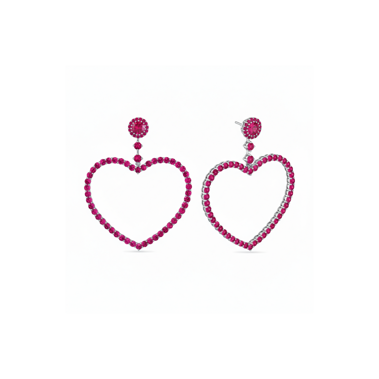 Amore Grand Heart Earrings – Red Ruby