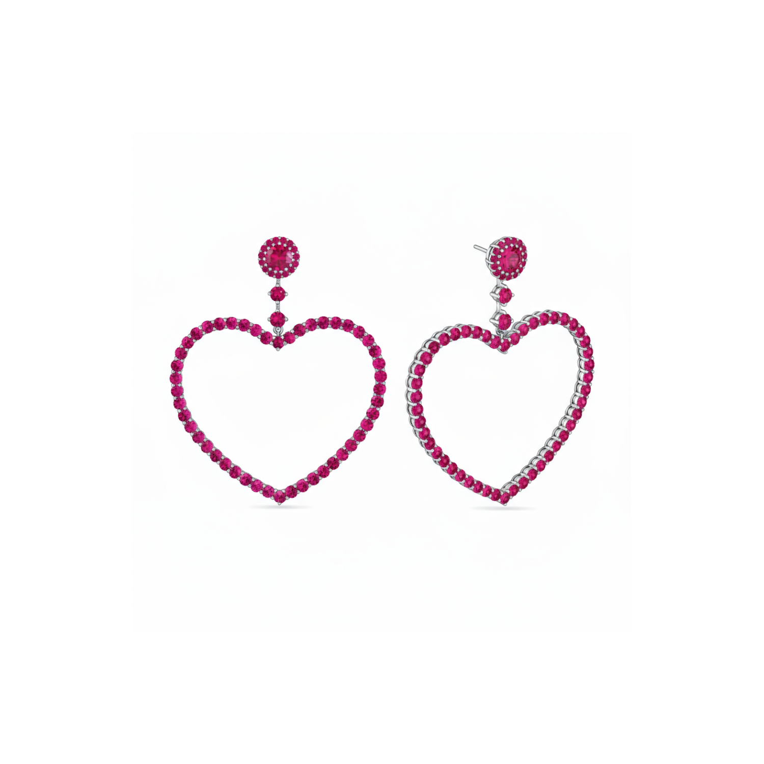 Amore Grand Heart Earrings – Red Ruby