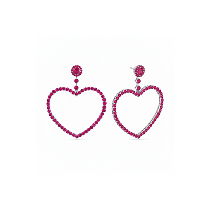 Amore Grand Heart Earrings – Red Ruby