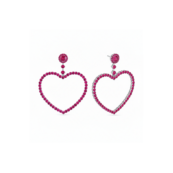 Amore Grand Heart Earrings – Red Ruby