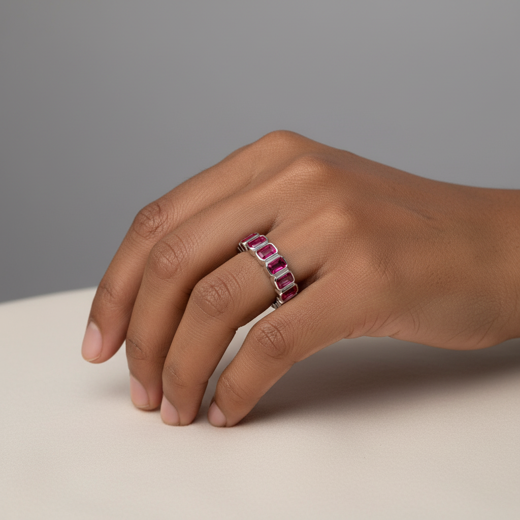 Nexus Vertical Eternity Ring – Red Ruby