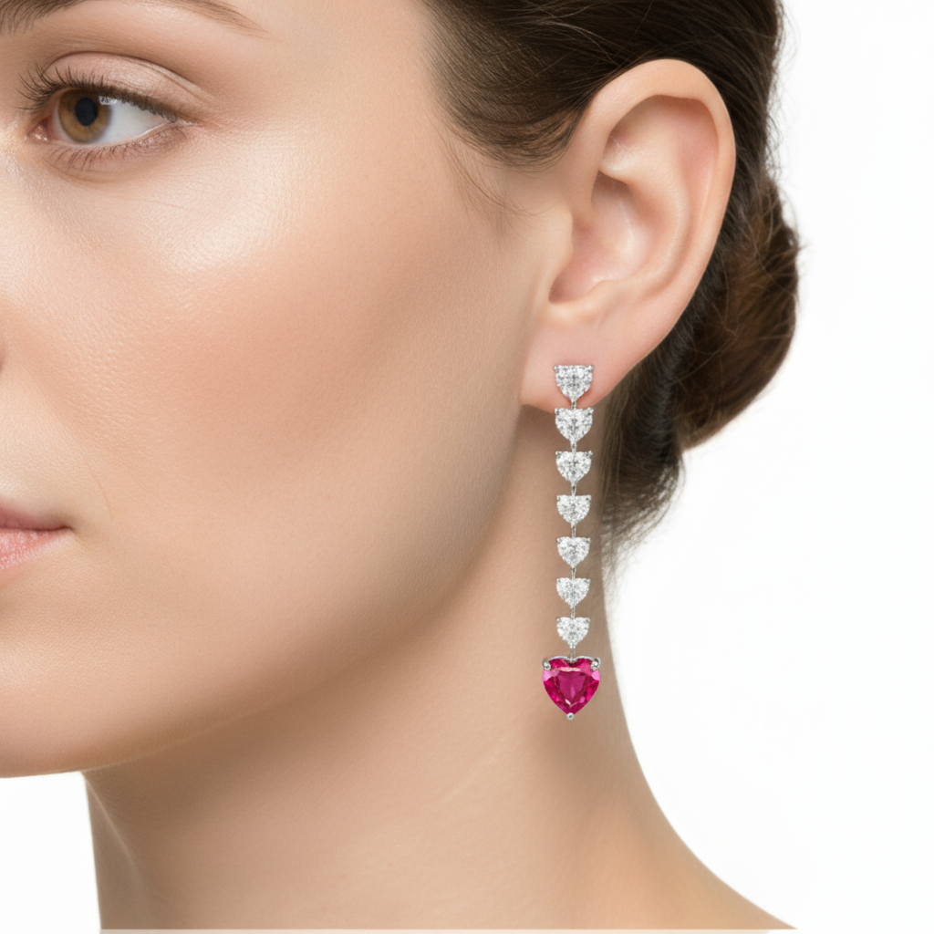 Amore Drop Earrings – Red Ruby
