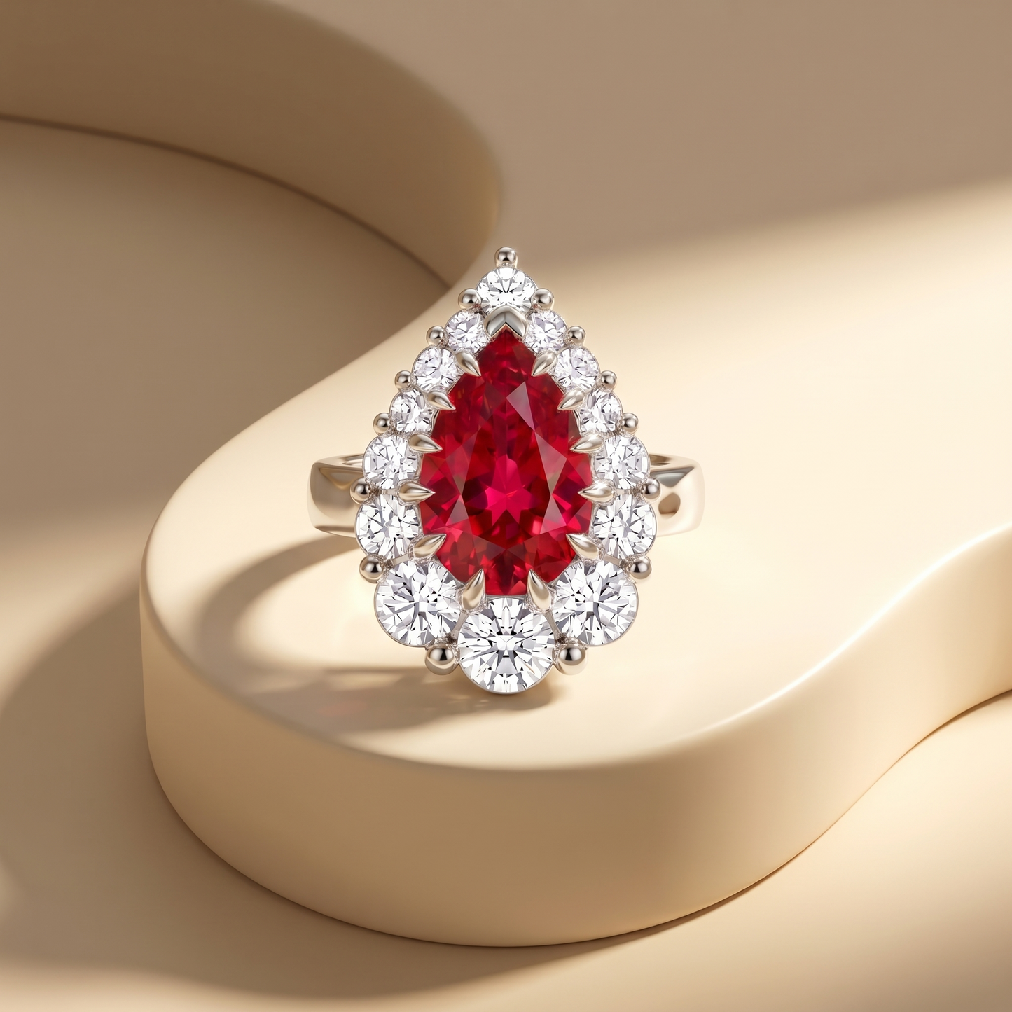 Nova Halo Ring – Red Ruby