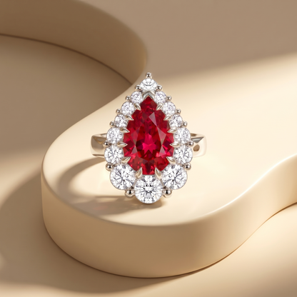 Nova Halo Ring – Red Ruby