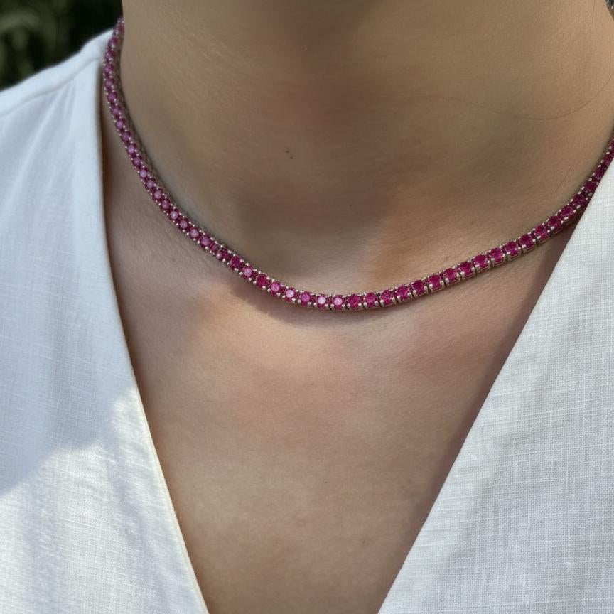 Juno Midi Tennis Necklace – Red Ruby