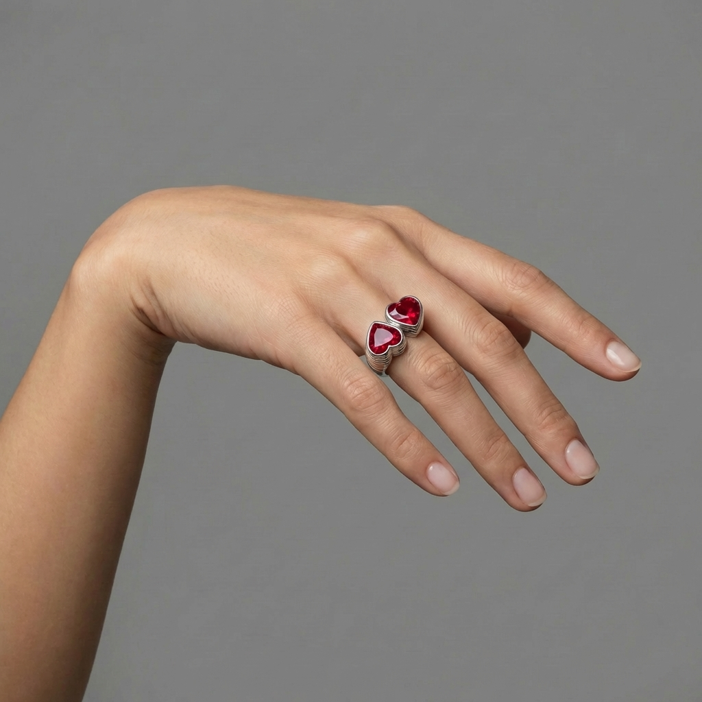 Amore Double Signet Ring – Red Ruby