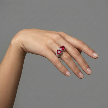 Amore Double Signet Ring – Red Ruby