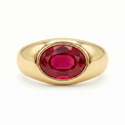 Velara Lateral Signet Ring – Red Ruby