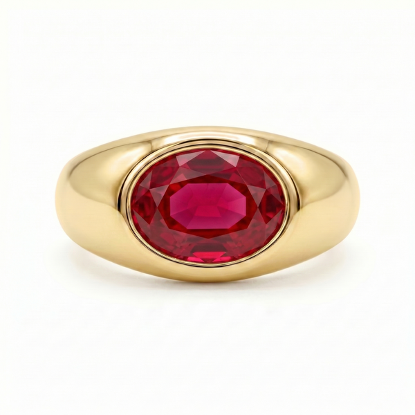 Velara Lateral Signet Ring – Red Ruby