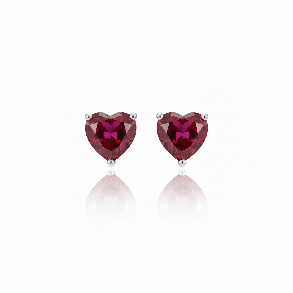 Amore Stud Earrings – Red Ruby