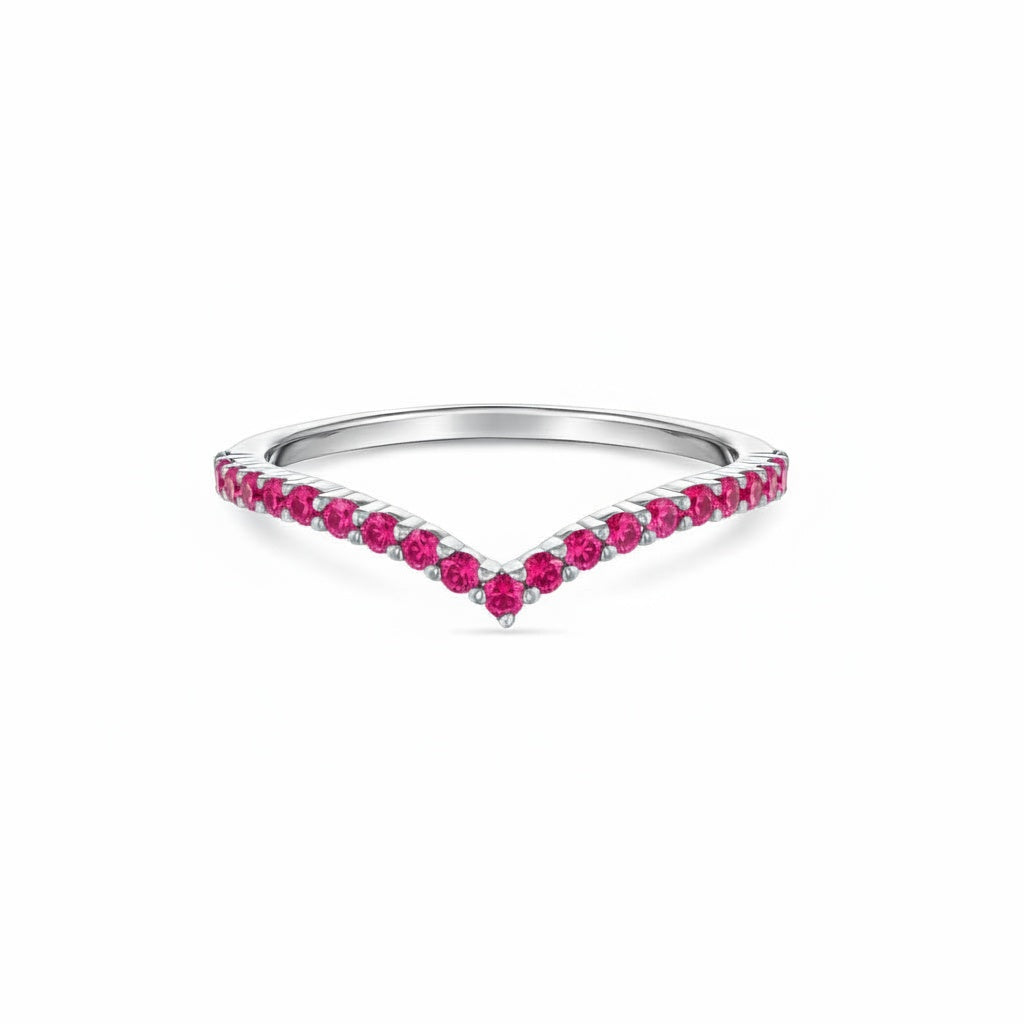 Linea V Demi Ring – Red Ruby