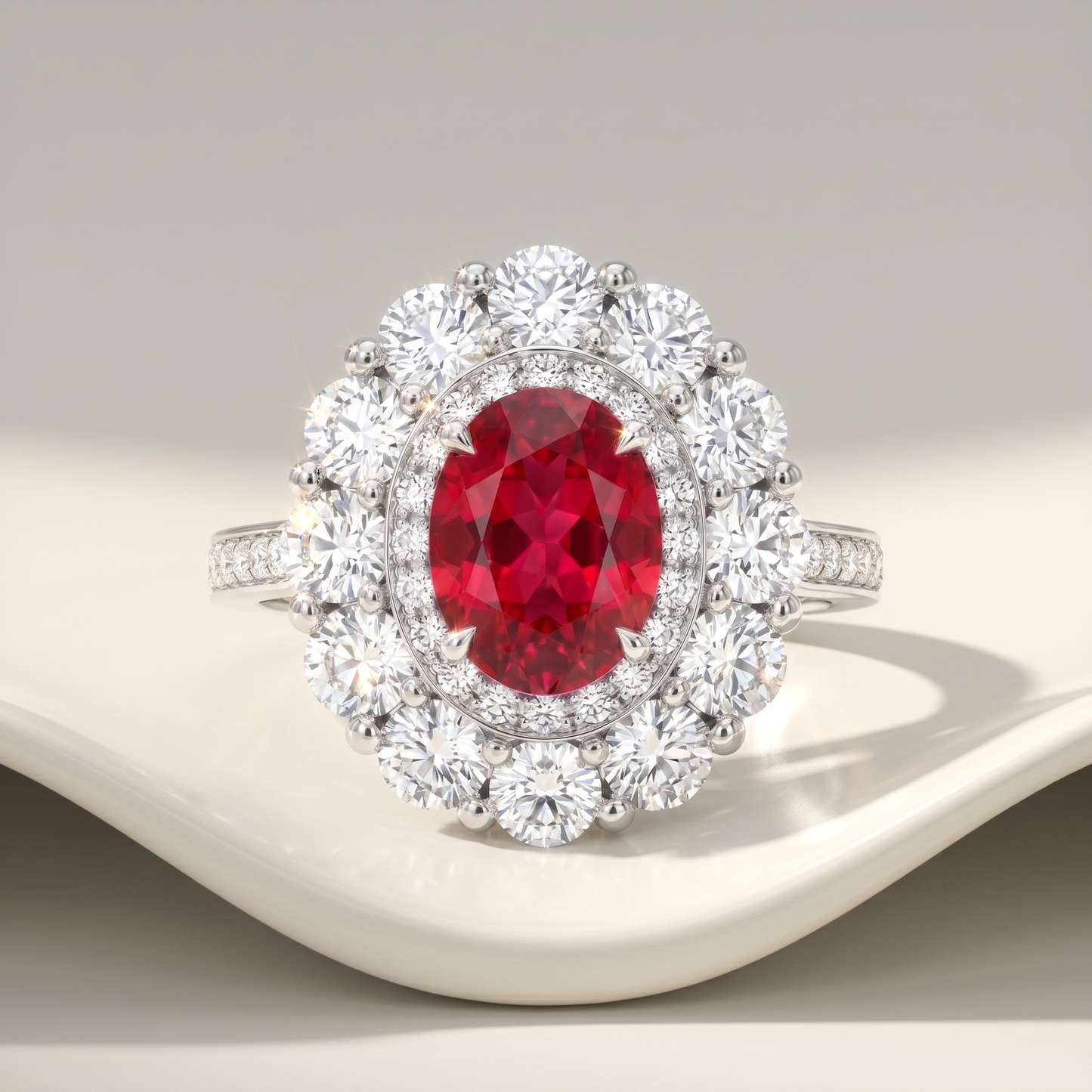 Velara Double Halo Ring – Red Ruby