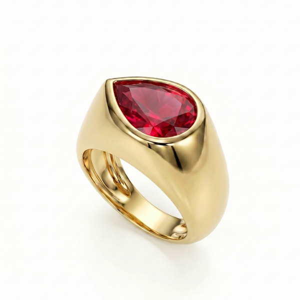 Nova Lateral Signet Ring – Red Ruby