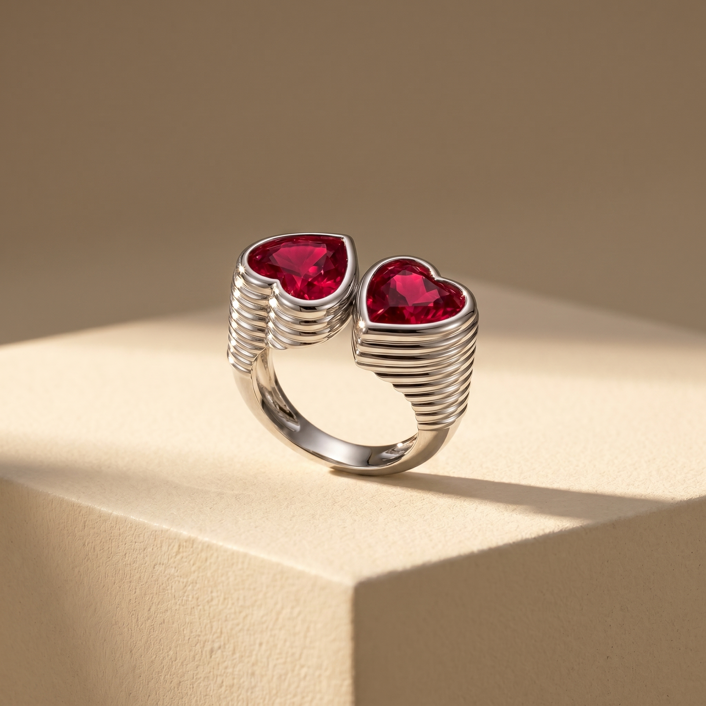 Amore Double Signet Ring – Red Ruby