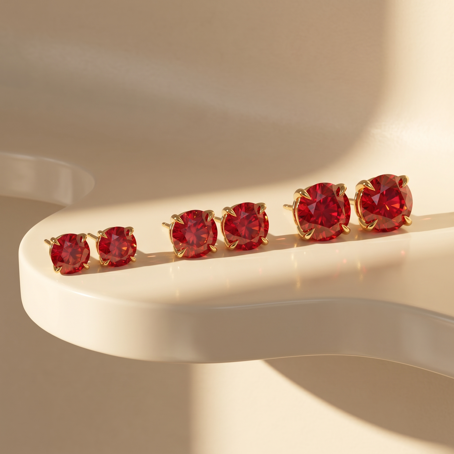 Juno Stud Earrings – Red Ruby