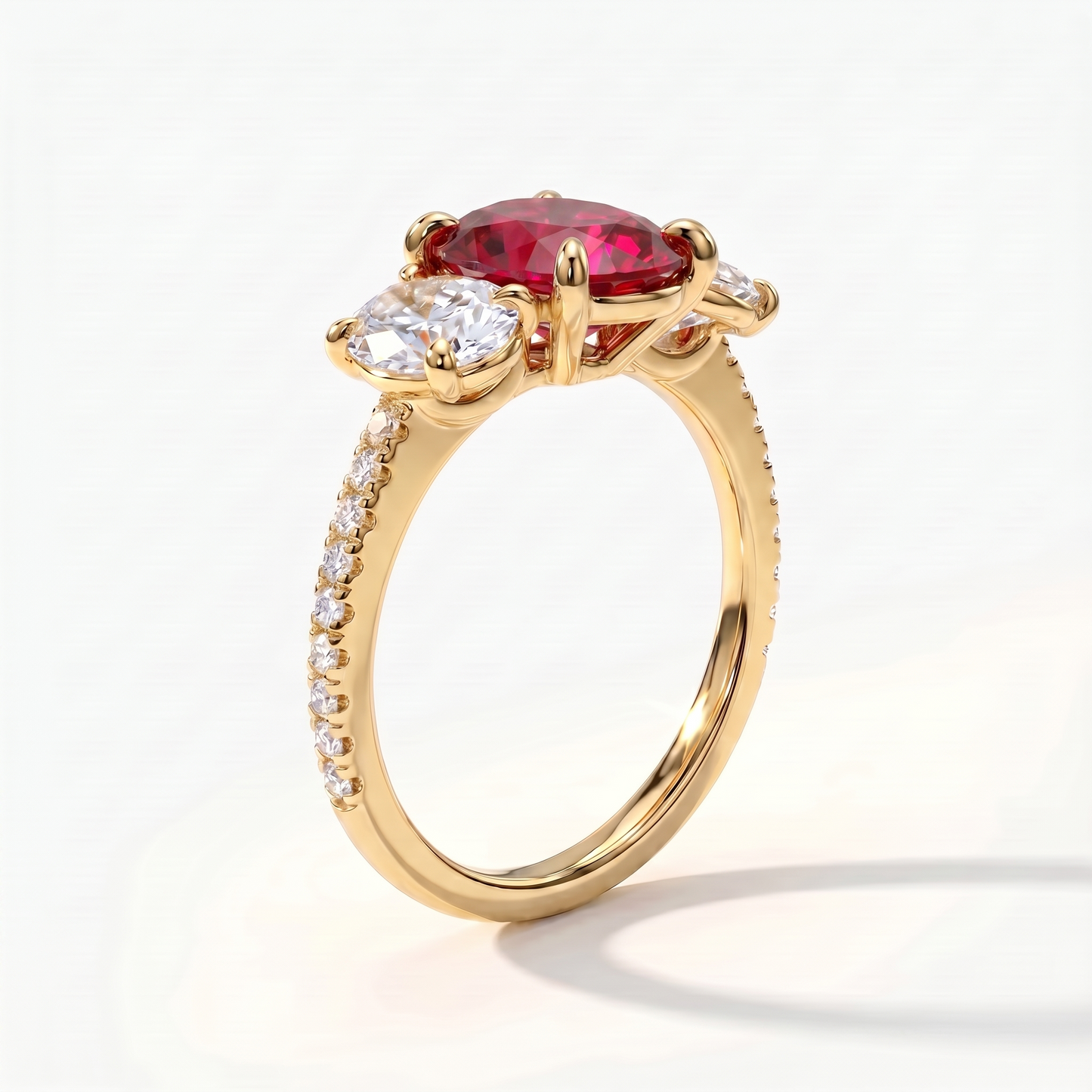 Velara Trilogy Pavé Ring – Red Ruby