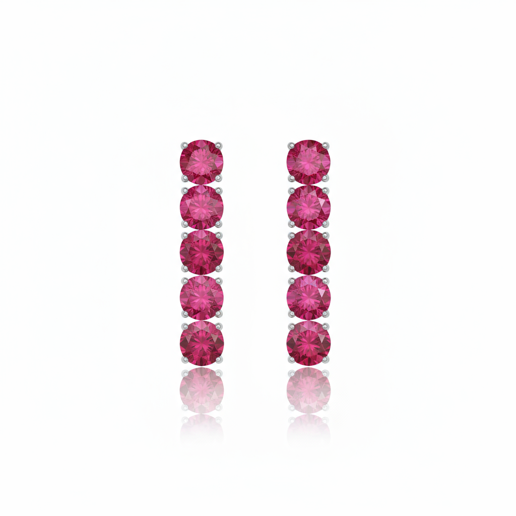 Juno Tennis Charm Earrings – Red Ruby