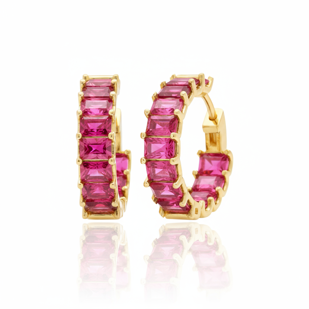 Nexus Hoop Earrings – Red Ruby