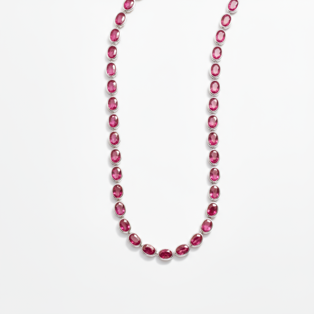 Velara Frame Tennis Necklace – Red Ruby