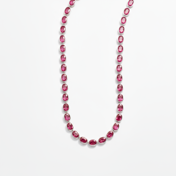Velara Frame Tennis Necklace – Red Ruby