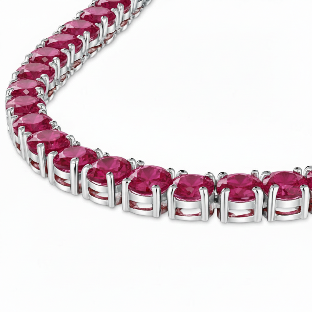 Juno Maxi Tennis Necklace – Red Ruby