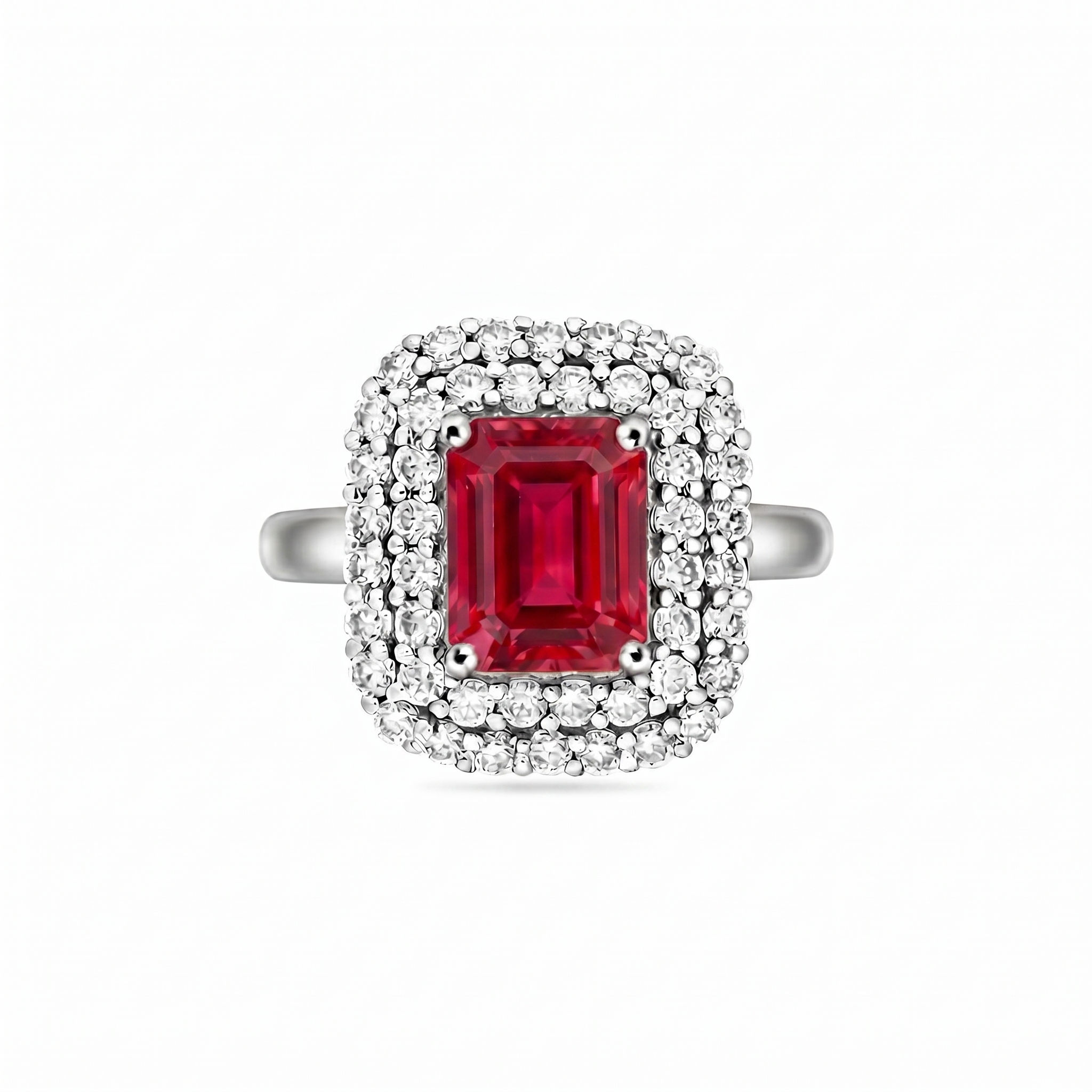 Nexus Double Halo Ring – Red Ruby