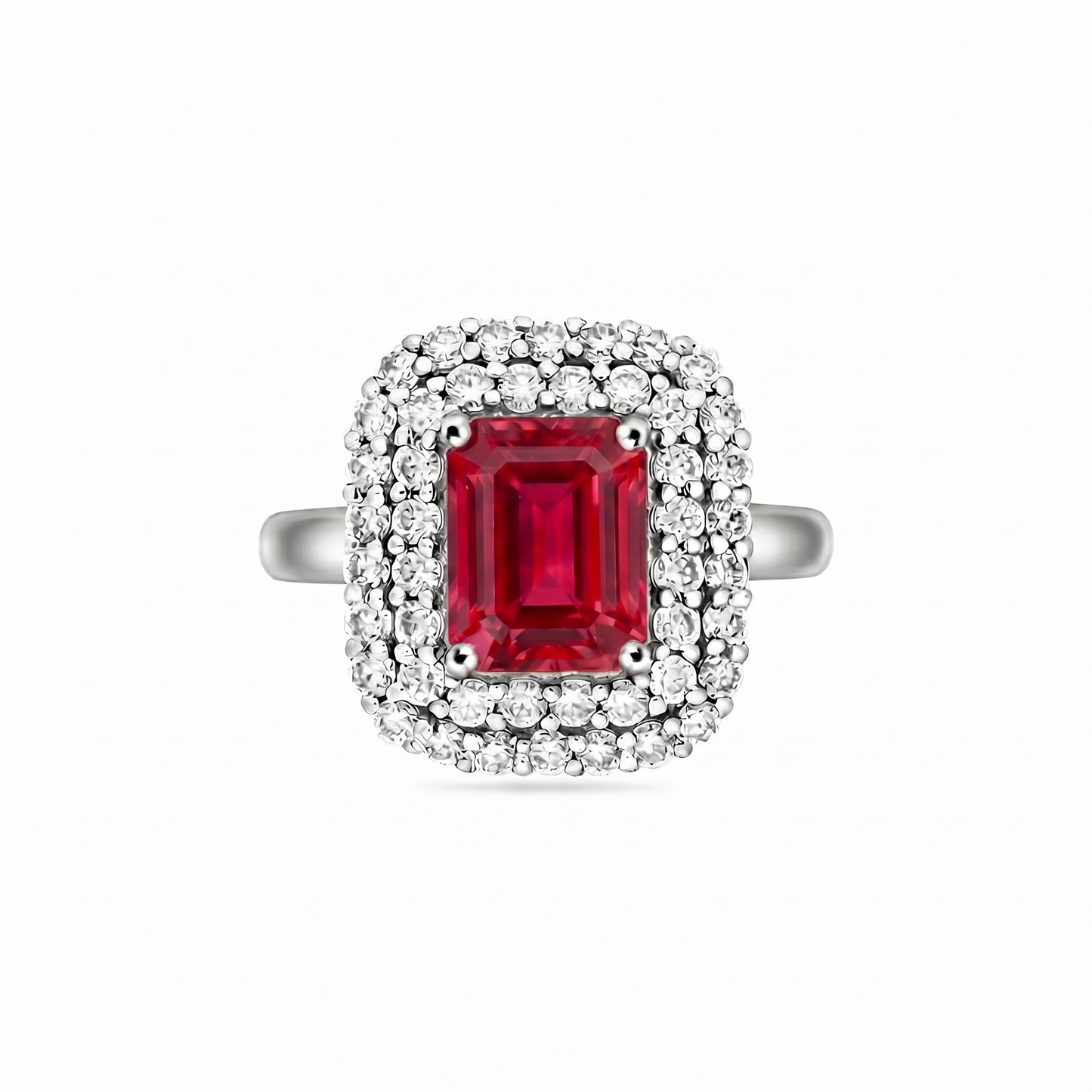 Nexus Double Halo Ring – Red Ruby