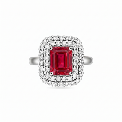 Nexus Double Halo Ring – Red Ruby