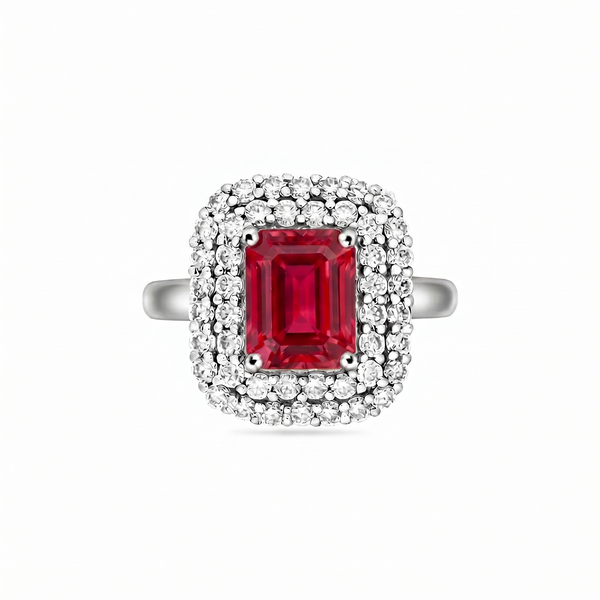 Nexus Double Halo Ring – Red Ruby