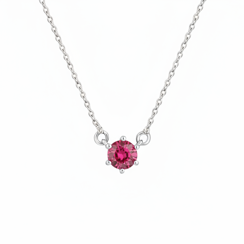 Juno Solitaire Necklace – Red Ruby