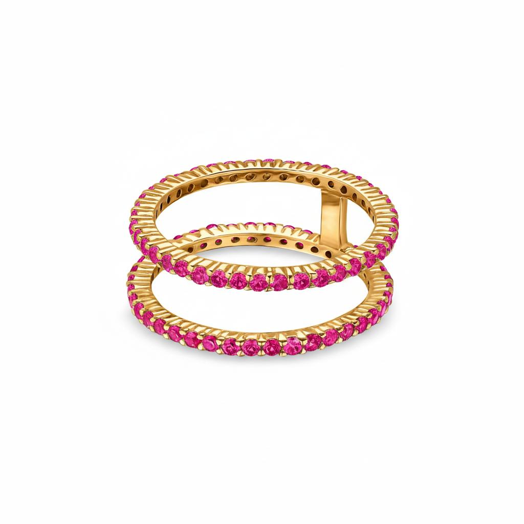 Linea Double Ring – Red Ruby