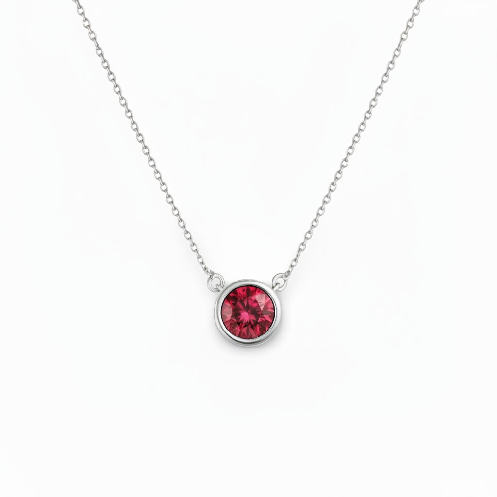 Forma Solitaire Necklace – Red Ruby