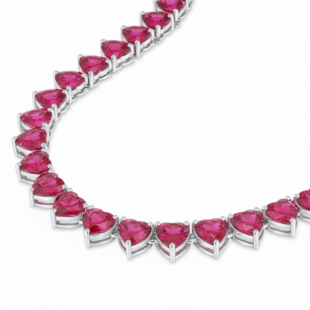 Amore Maxi Tennis Necklace – Deep Red Garnet