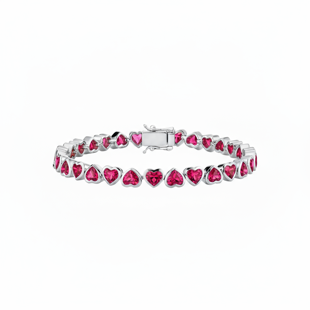 Amore Frame Tennis Bracelet – Red Ruby