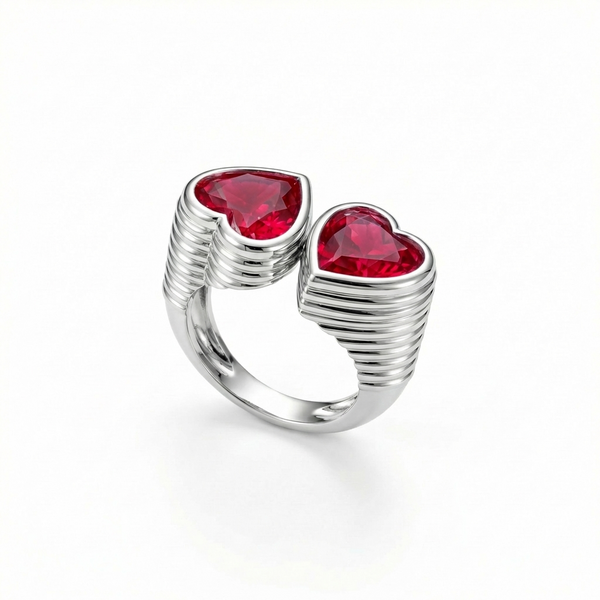 Amore Double Signet Ring – Red Ruby