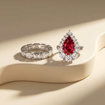 Nova Halo Ring – Red Ruby