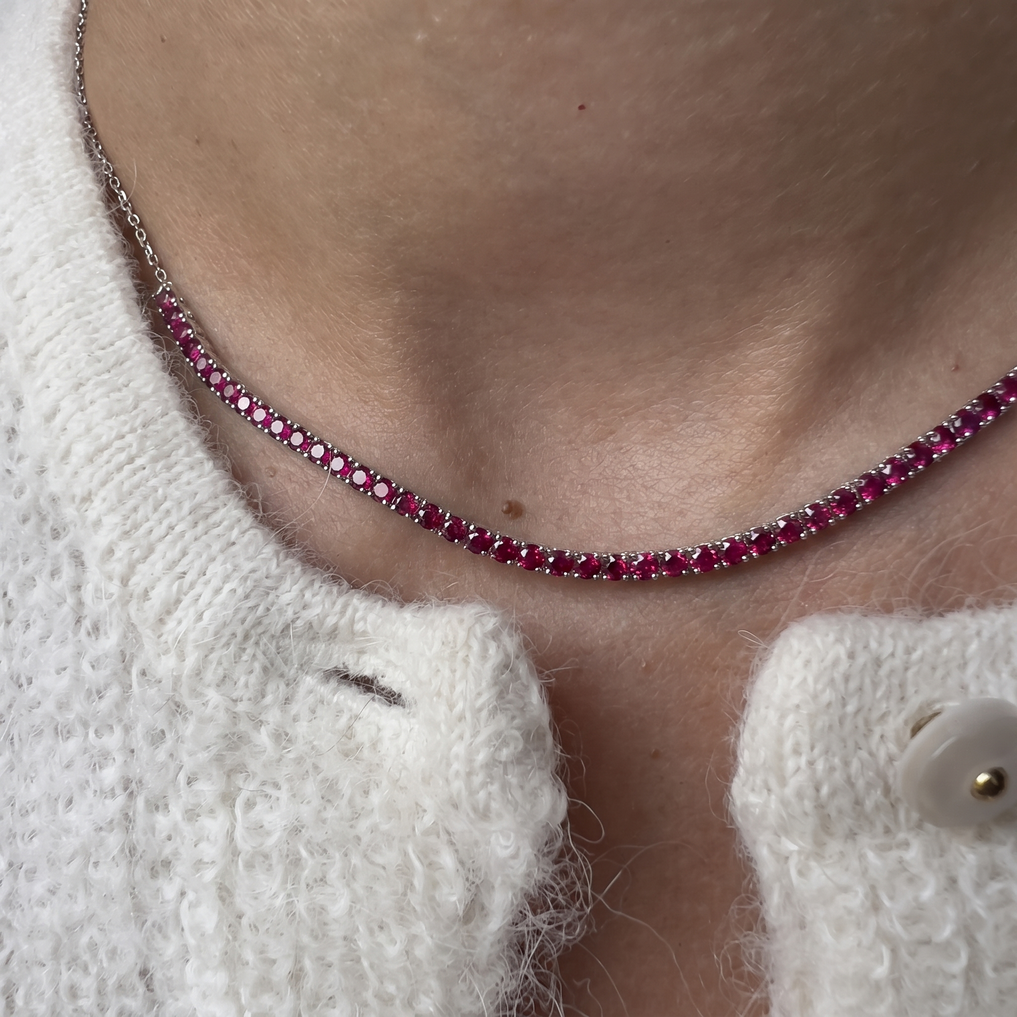 Juno Half Tennis Necklace – Red Ruby