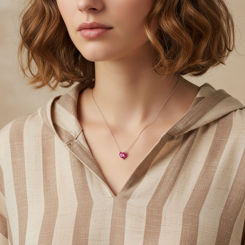 Amore Solitaire Necklace – Red Ruby