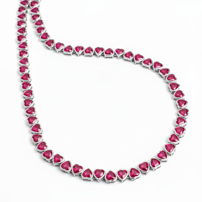 Amore Frame Tennis Necklace – Red Ruby