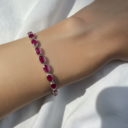 Velara Frame Tennis Bracelet – Red Ruby