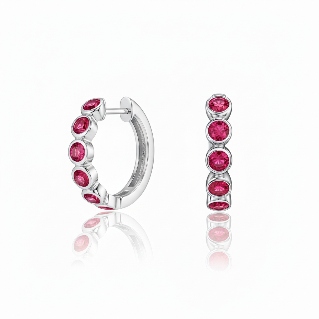 Forma Mini Hoop Earrings – Red Ruby