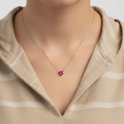 Amore Mini Solitaire Necklace – Red Ruby