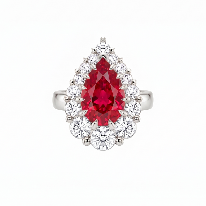 Nova Halo Ring – Red Ruby