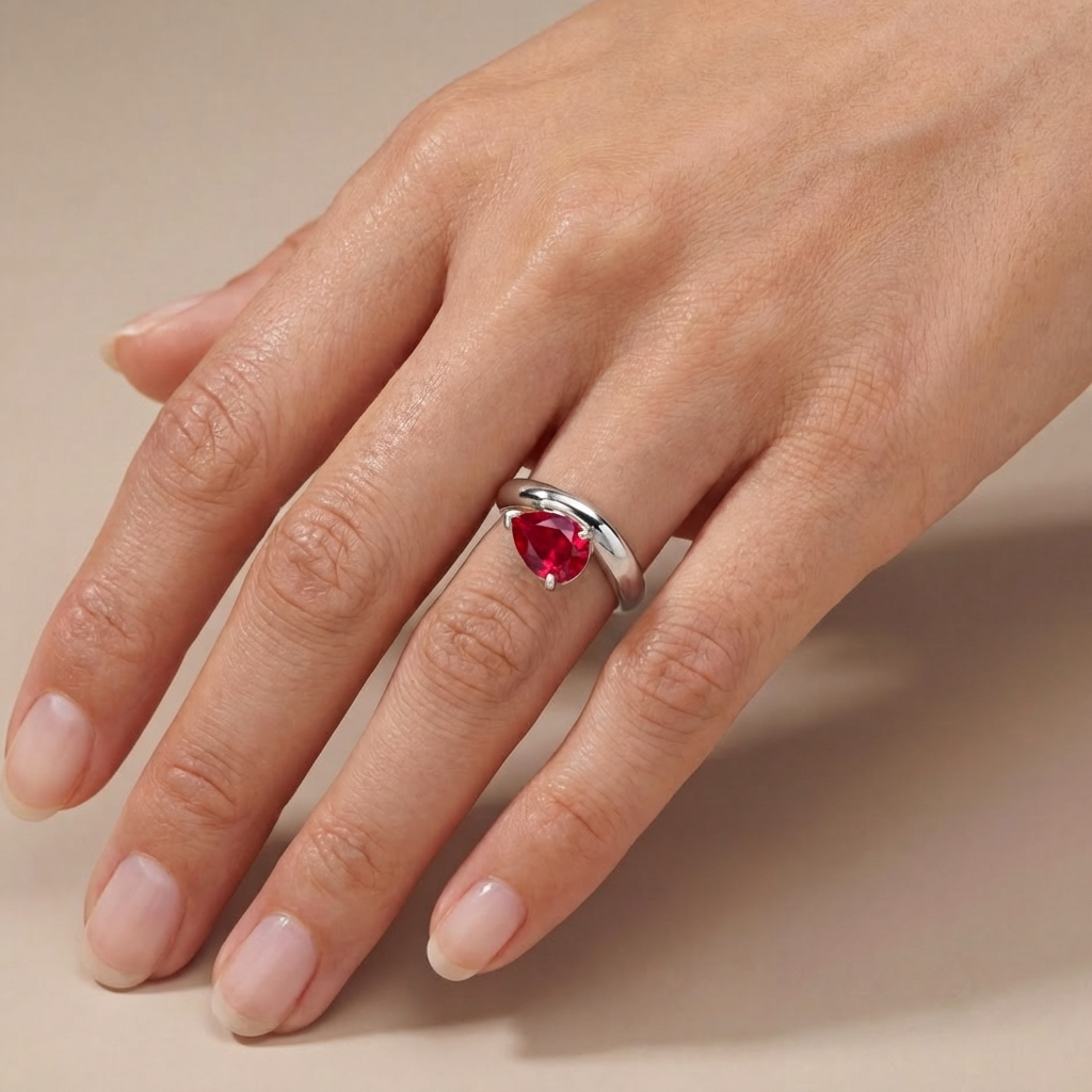 Nova Wave Solitaire Ring – Red Ruby