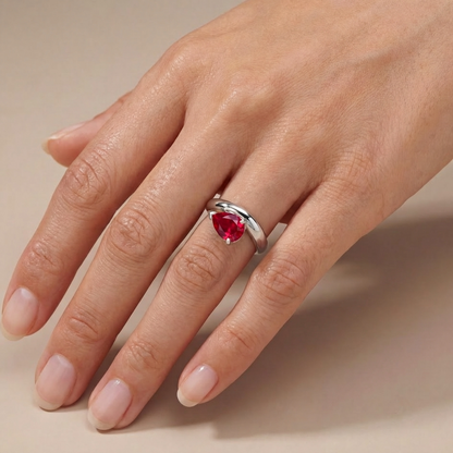 Nova Wave Solitaire Ring – Red Ruby