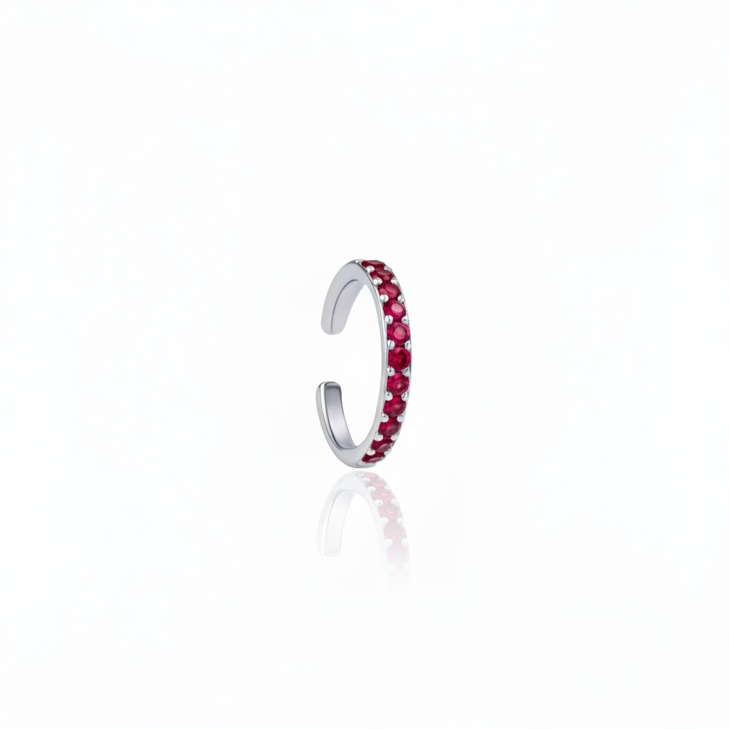 Linea Midi Ear Cuff – Red Ruby