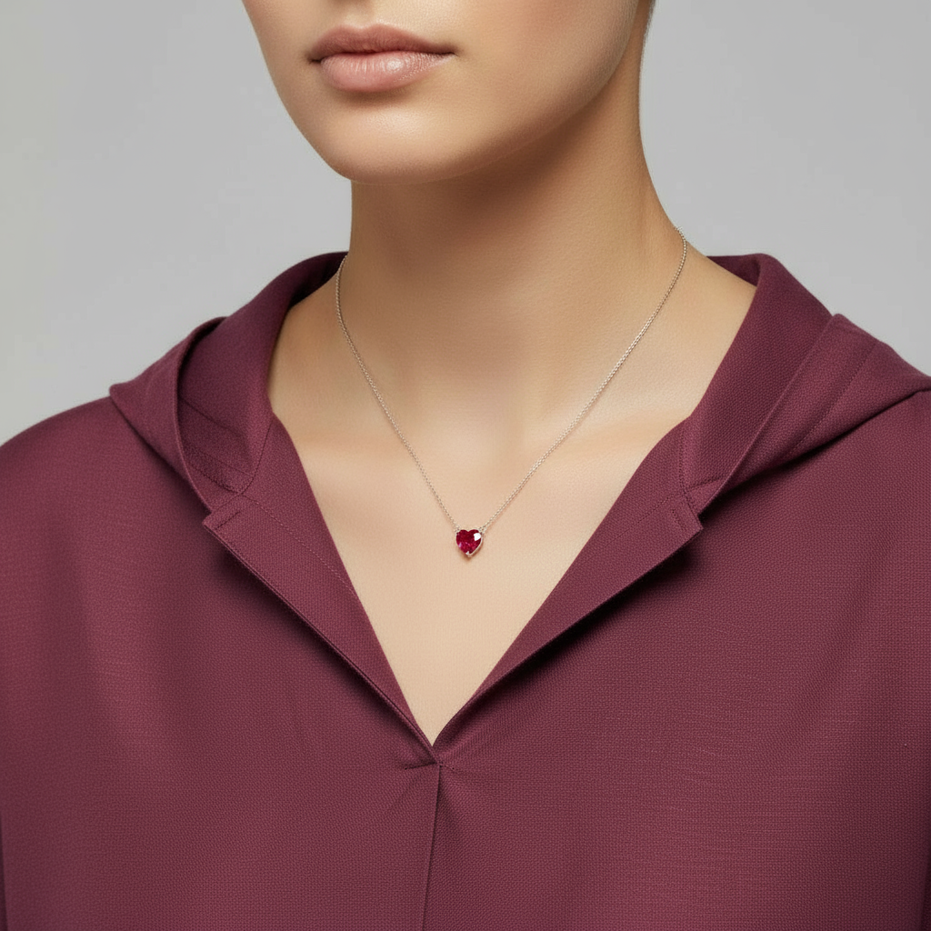 Amore Maxi Solitaire Necklace – Red Ruby