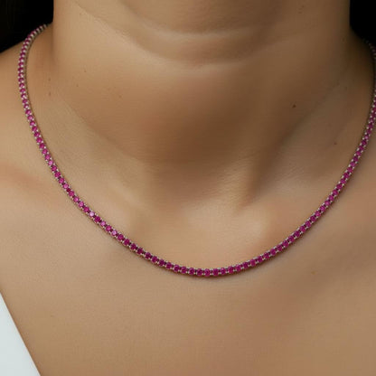Juno Mini Tennis Necklace – Red Ruby