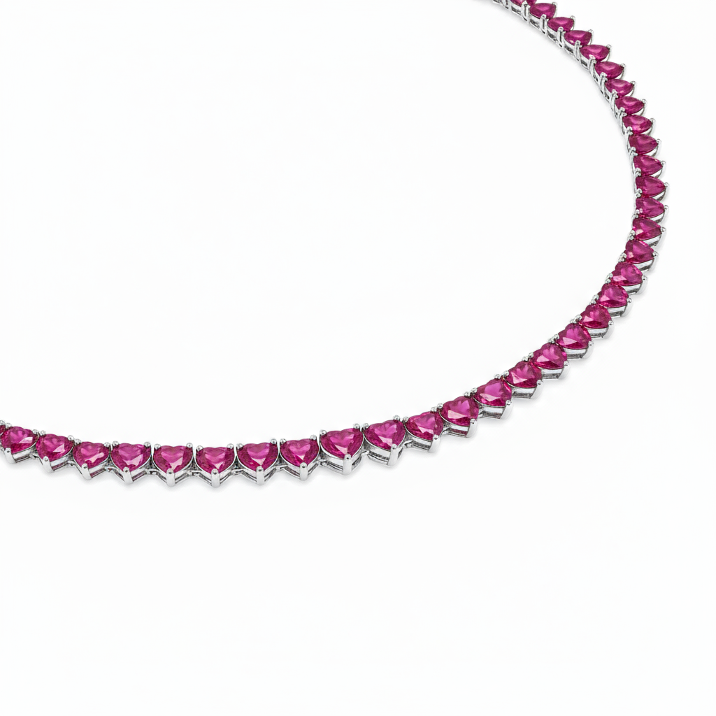 Amore Tennis Necklace – Red Ruby