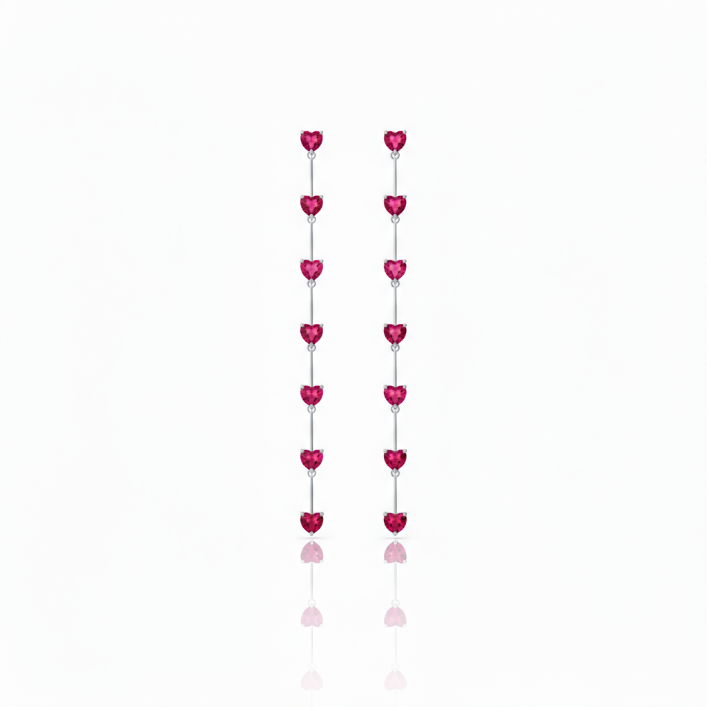 Amore Long Drop Earrings – Red Ruby